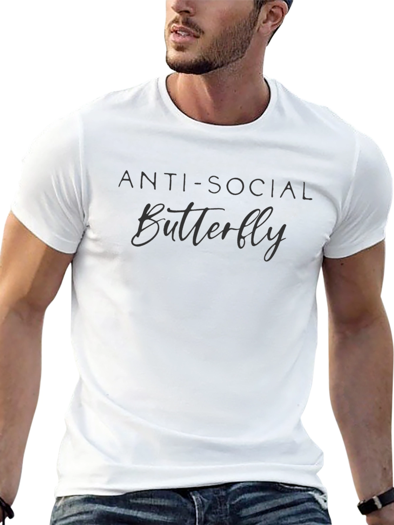 Anti-Social Butterfly Graphic Tee - Unisex Black T-Shirt