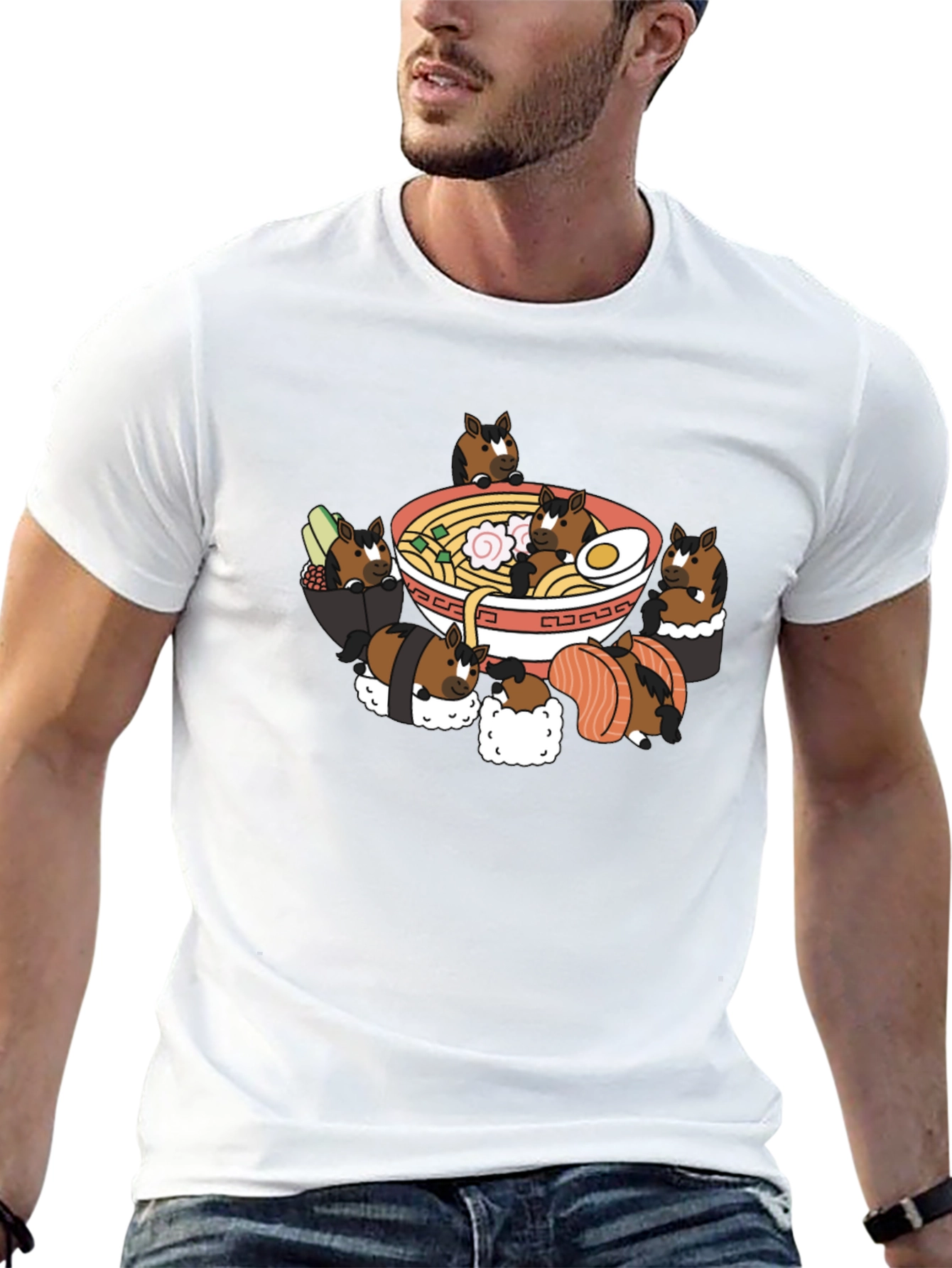 Ramen Horse Sushi Black T-Shirt