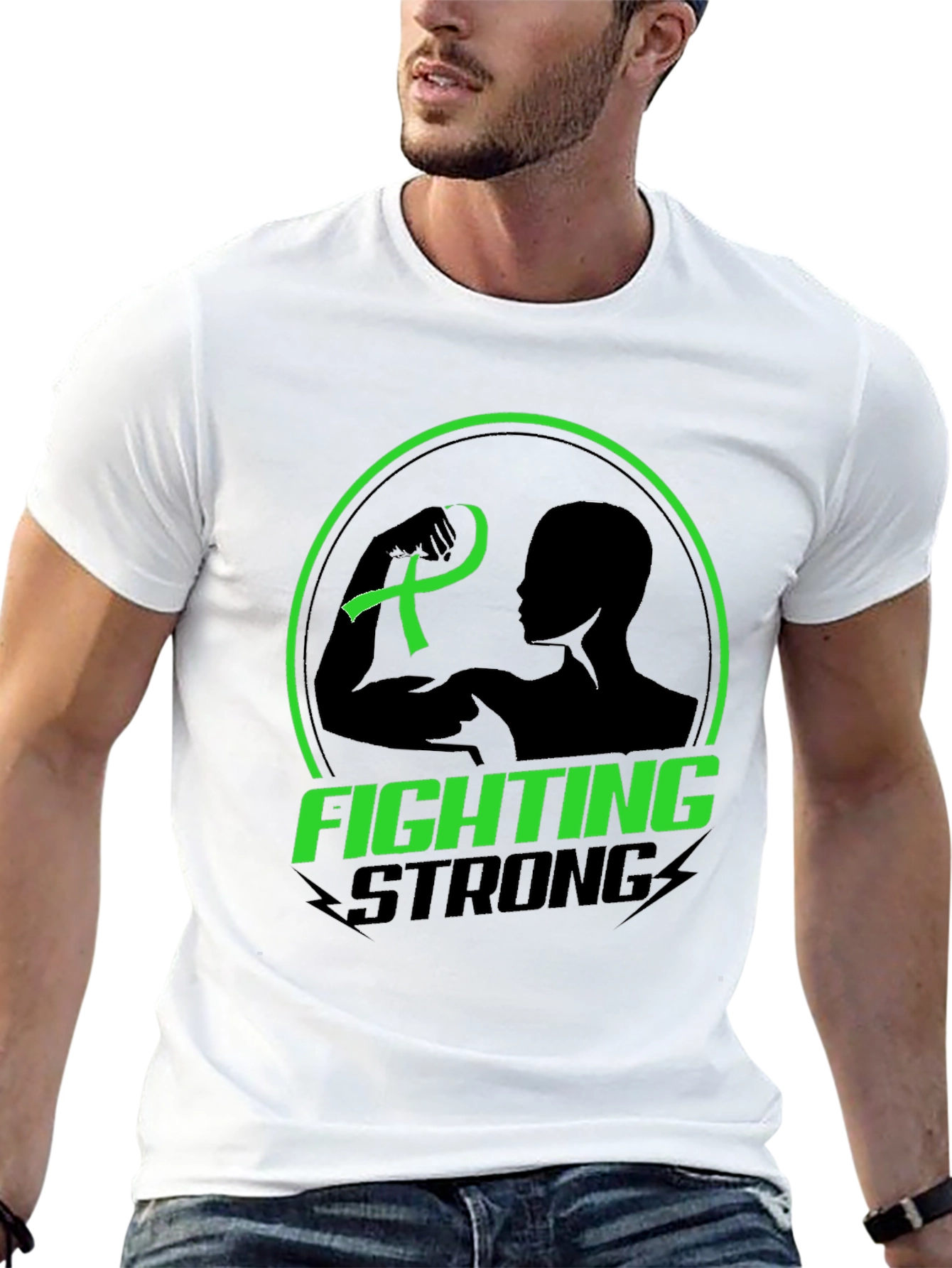 Fighting Strong Green Ribbon Graphic Tee
