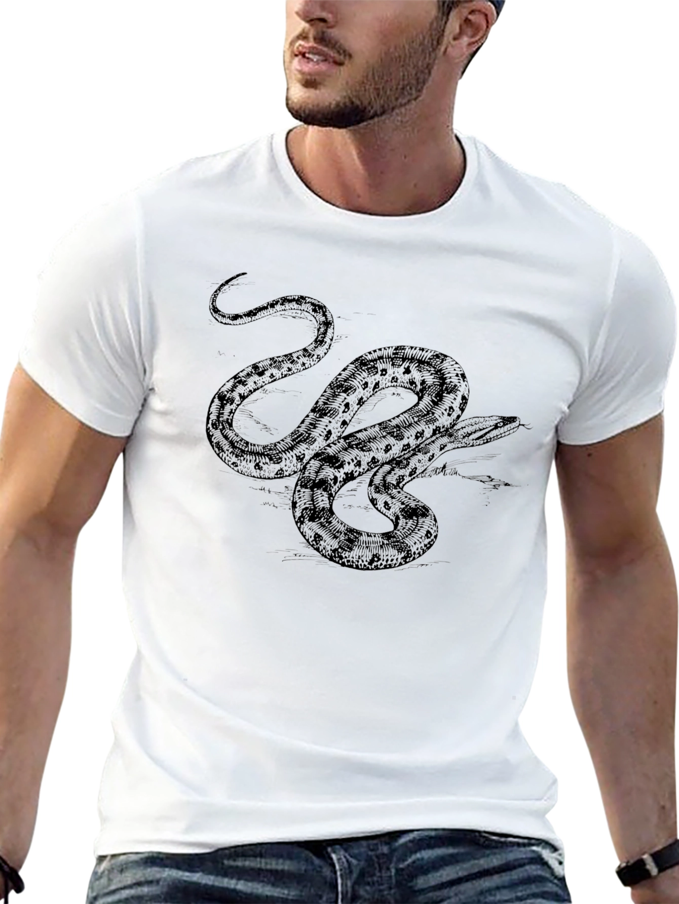 Black Snake Graphic Tee - Mens Casual T-Shirt