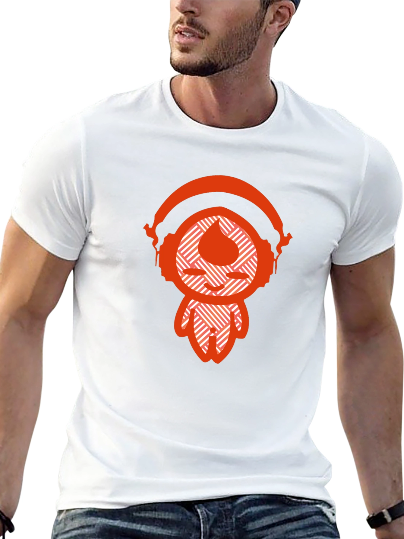Cool Graphic Tee - Headphones Design Casual Wear