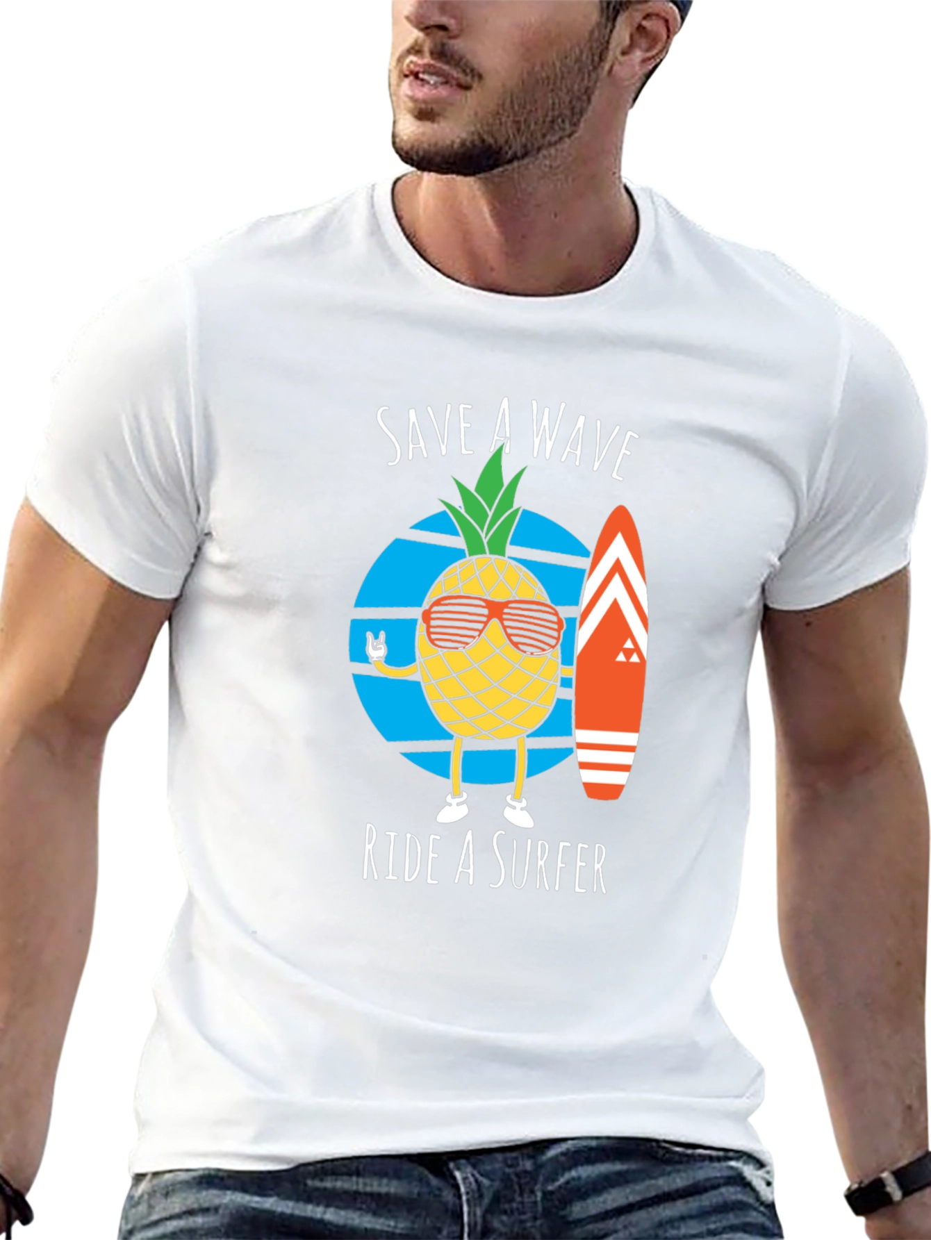 Save A Wave Ride A Surfer Graphic T-Shirt