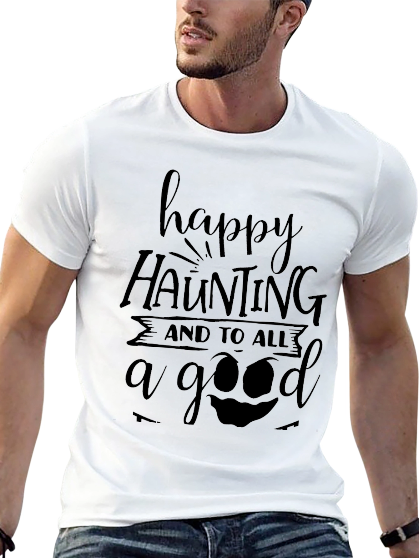 Happy Haunting Halloween Black T-Shirt