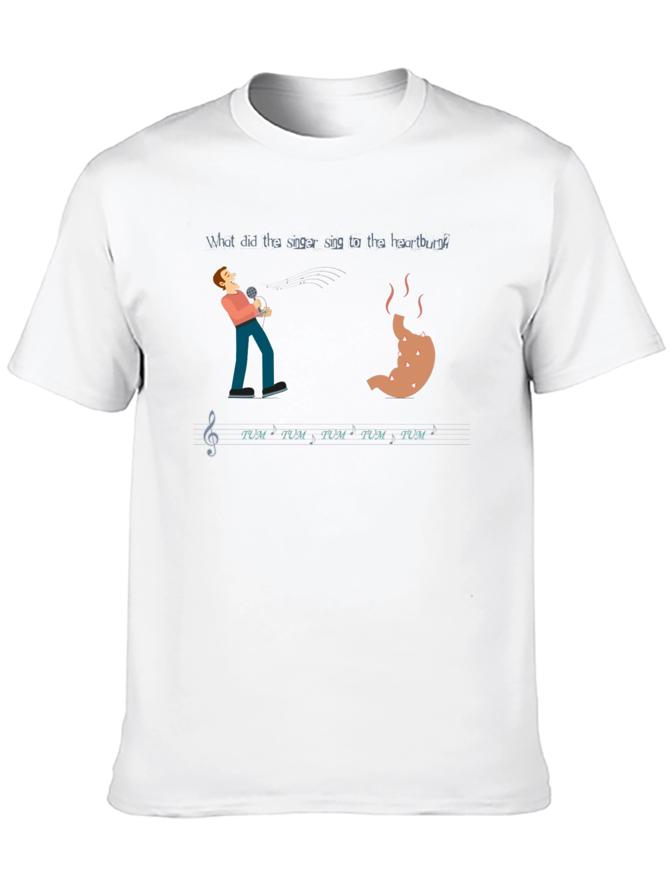 Heartburn Singer T-Shirt - Funny Music Pun Tee