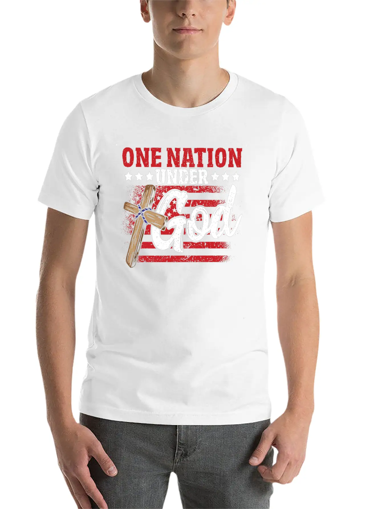 One Nation Under God Flag 4th Of July Patriotic Unisex Casual T-Shirt – Clean Design For Daily Comfort