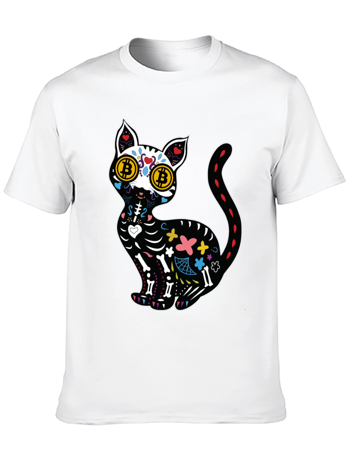 Bitcoin Cat Sugar Skull T-Shirt