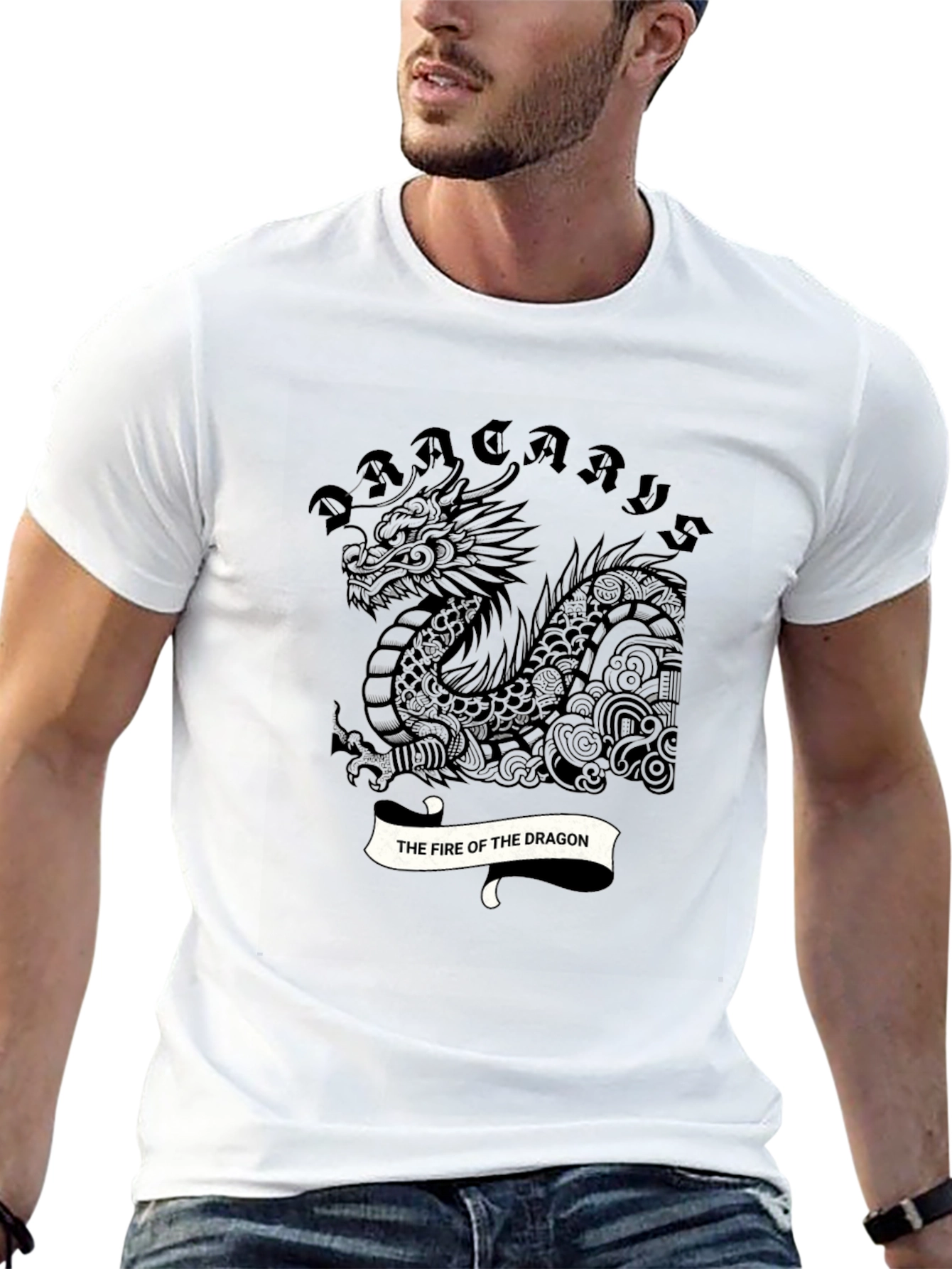 Dragon Fire T-Shirt - Mens Black Graphic Tee