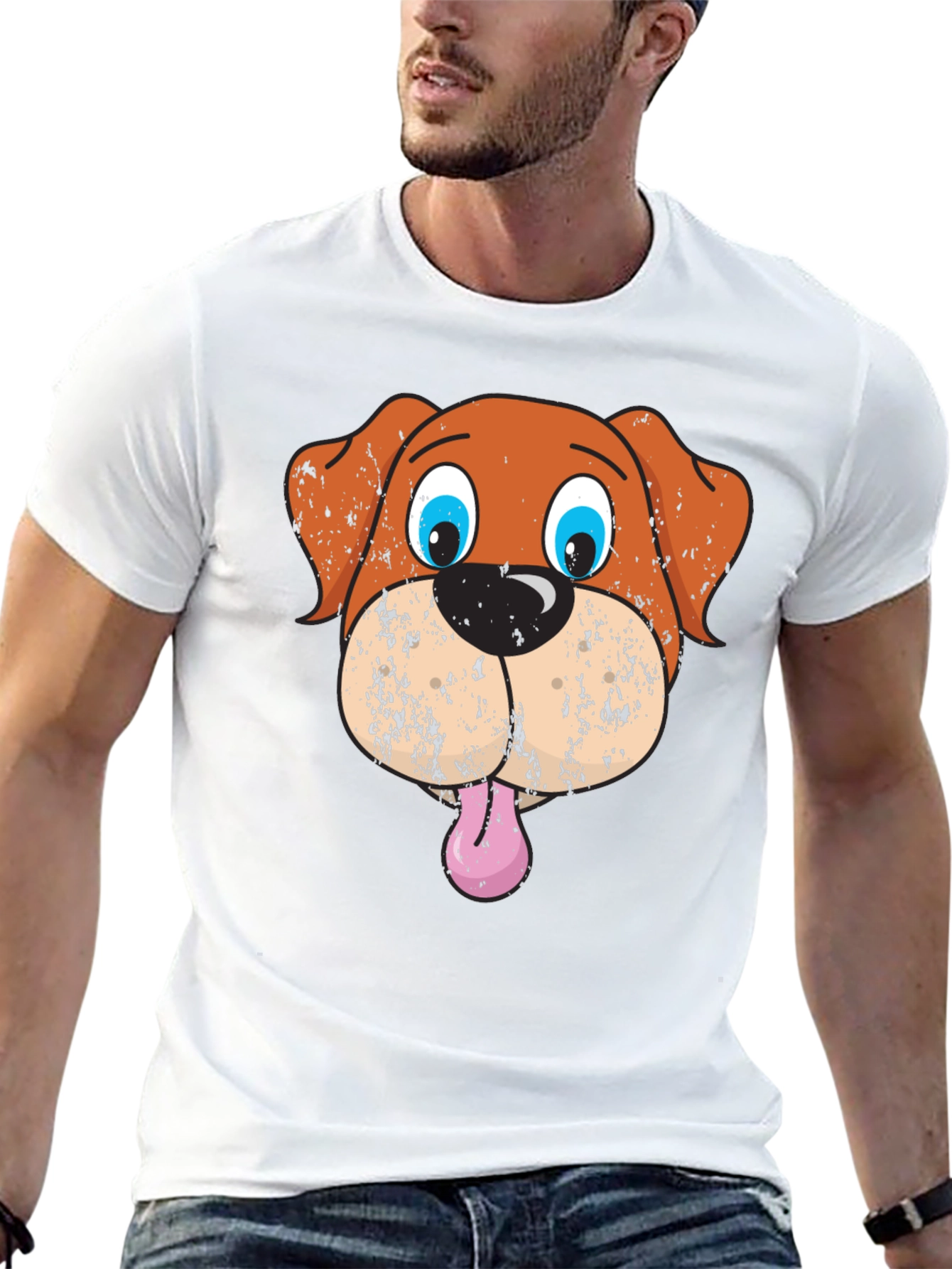 Funny Dog Graphic Black T-Shirt