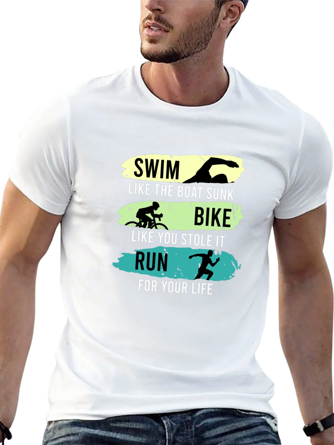 Triathlon Funny Slogan Black T-Shirt
