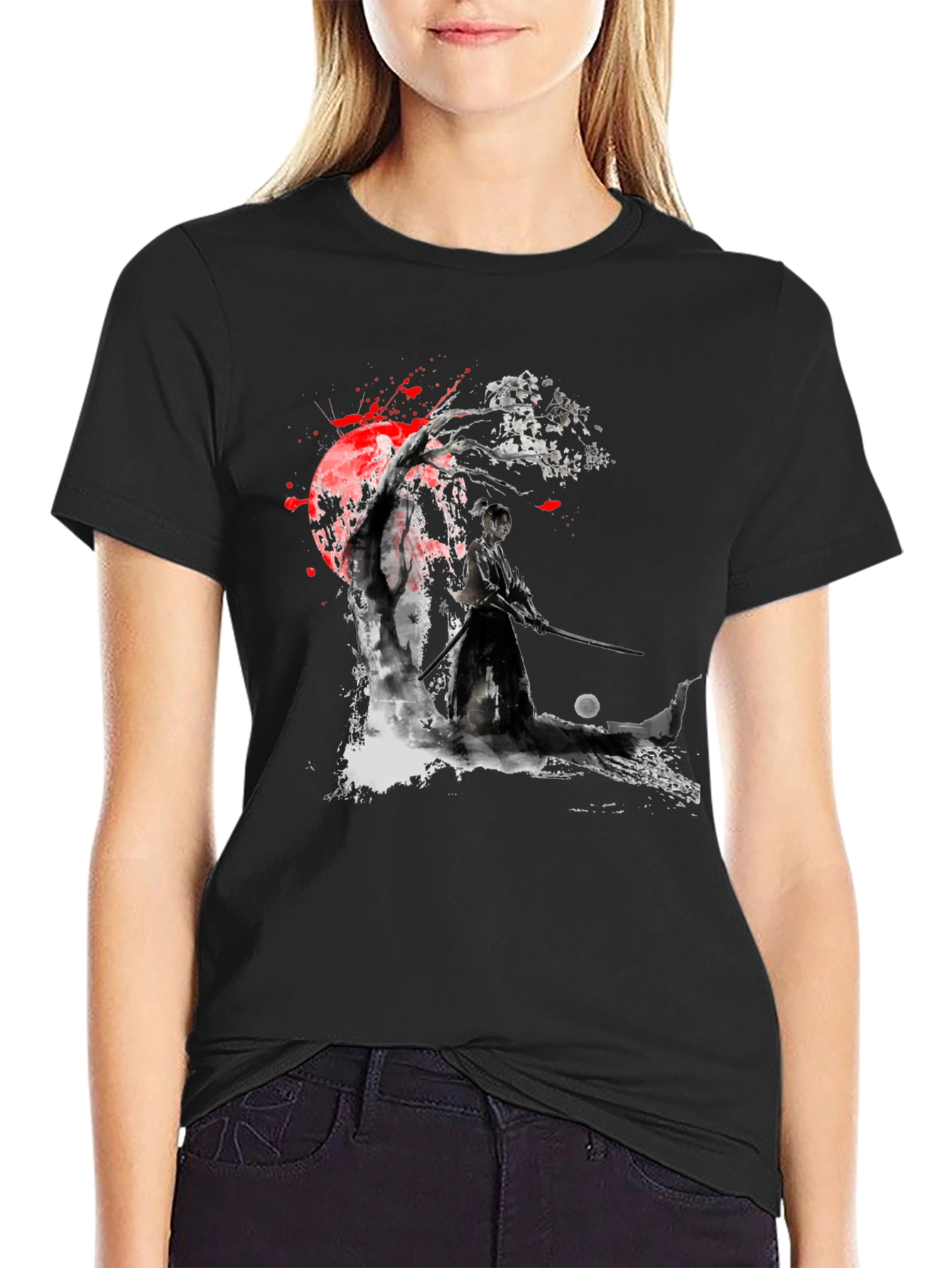 Samurai Warrior Black Graphic T-Shirt