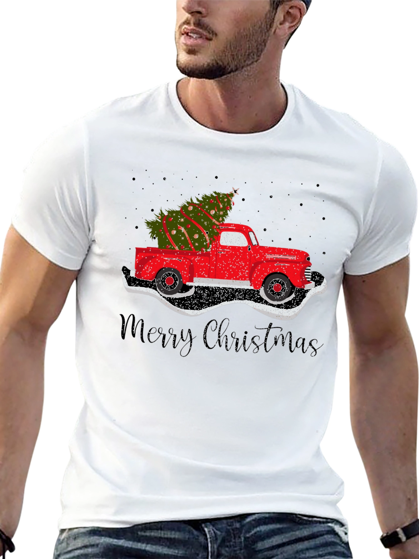 Christmas Tree Truck Graphic T-Shirt