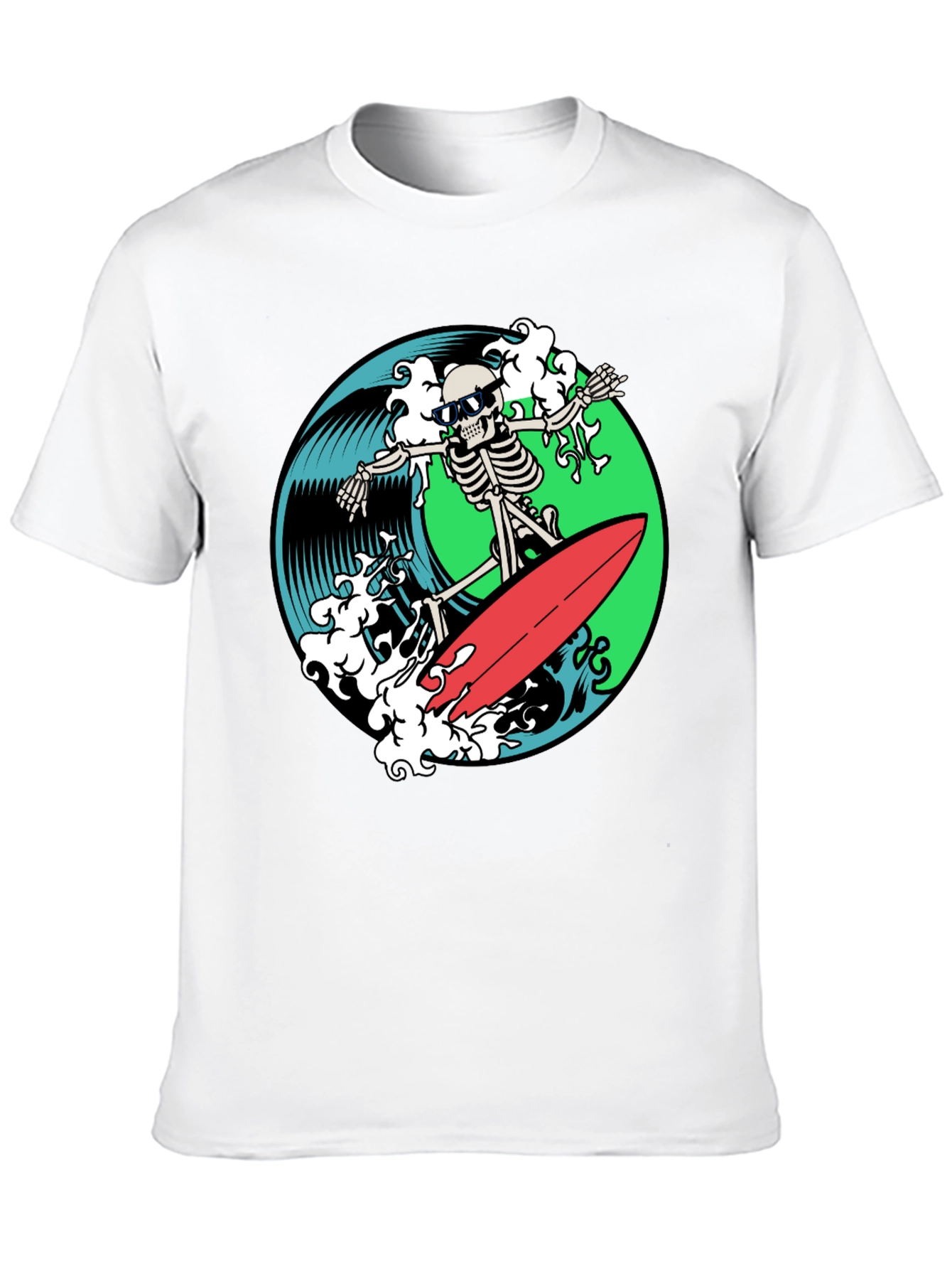 Skeleton Surfer Graphic T-Shirt - Black