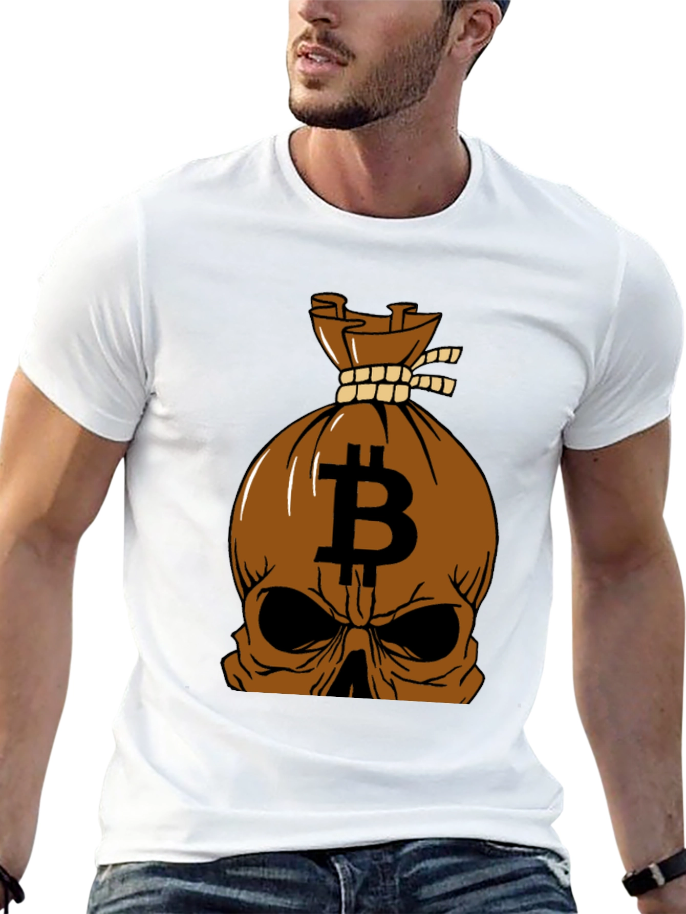 Bitcoin Skull Graphic Tee - Crypto Enthusiast Apparel