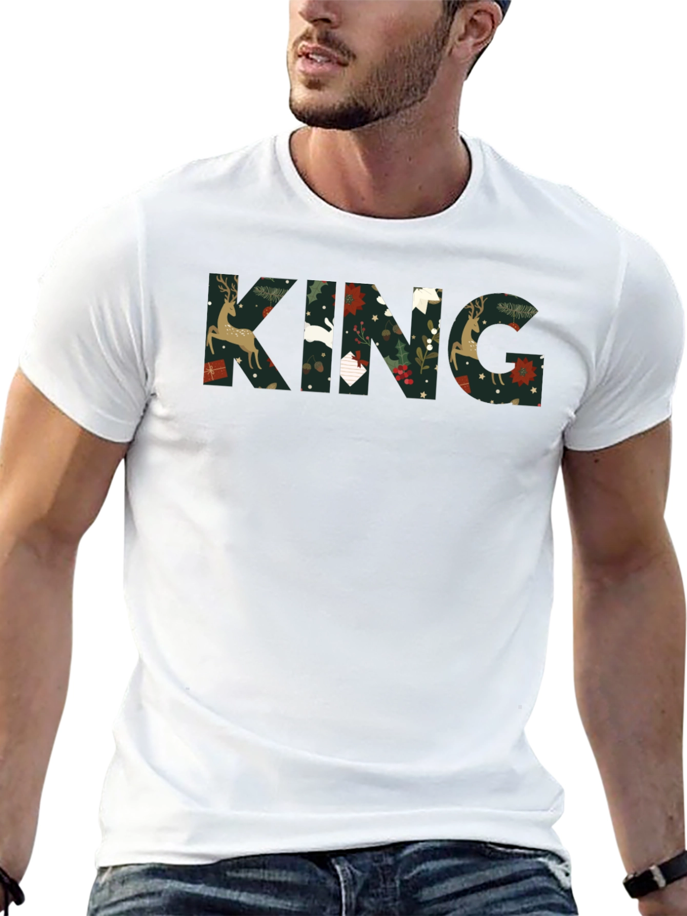King Christmas Pattern Tee Shirt