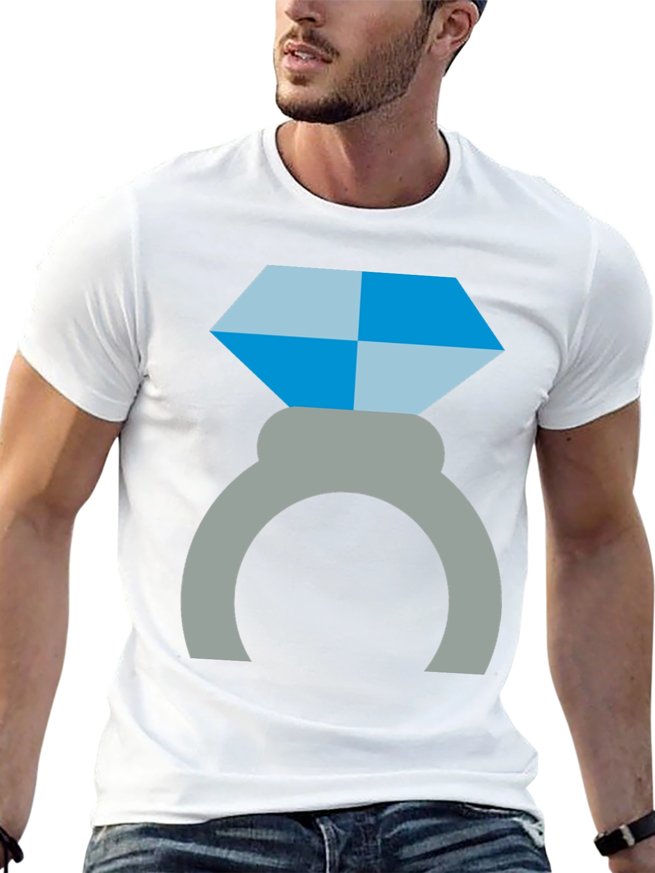 Diamond Ring Graphic Tee - Engagement Proposal Shirt