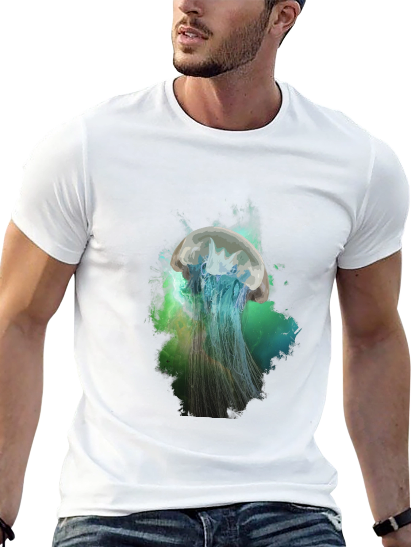 Jellyfish Graphic Print T-Shirt - Black