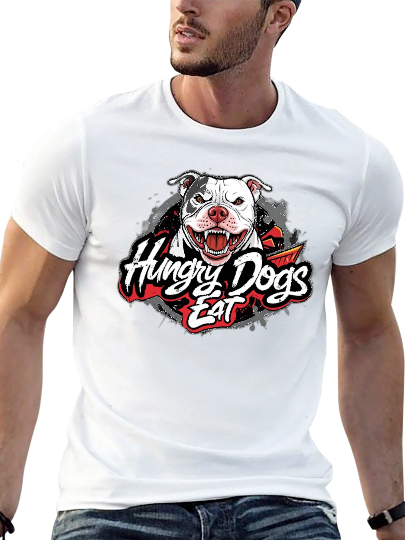 Hungry Dogs Eat Graphic Print Tee