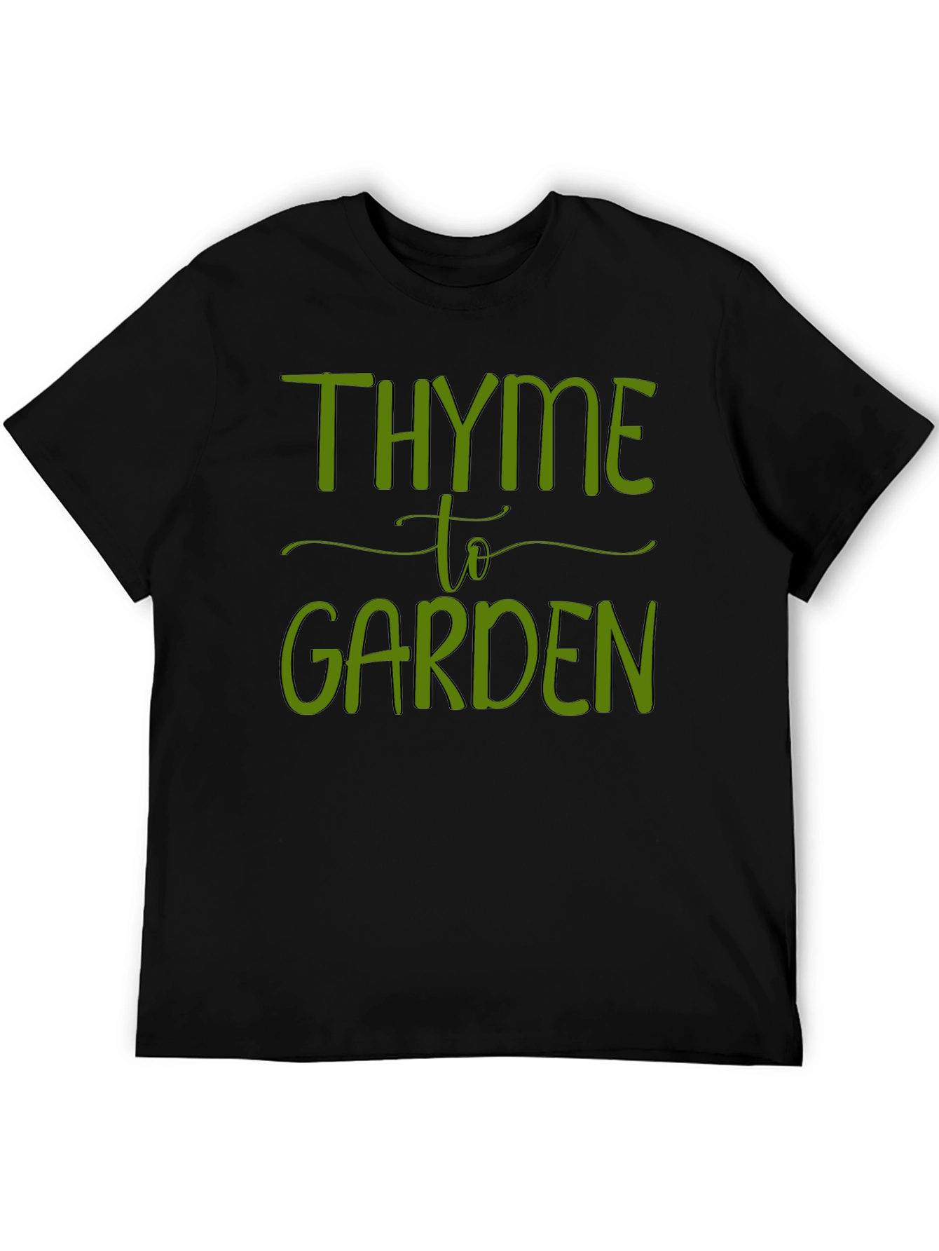 Thyme to Garden Green Graphic Black T-Shirt