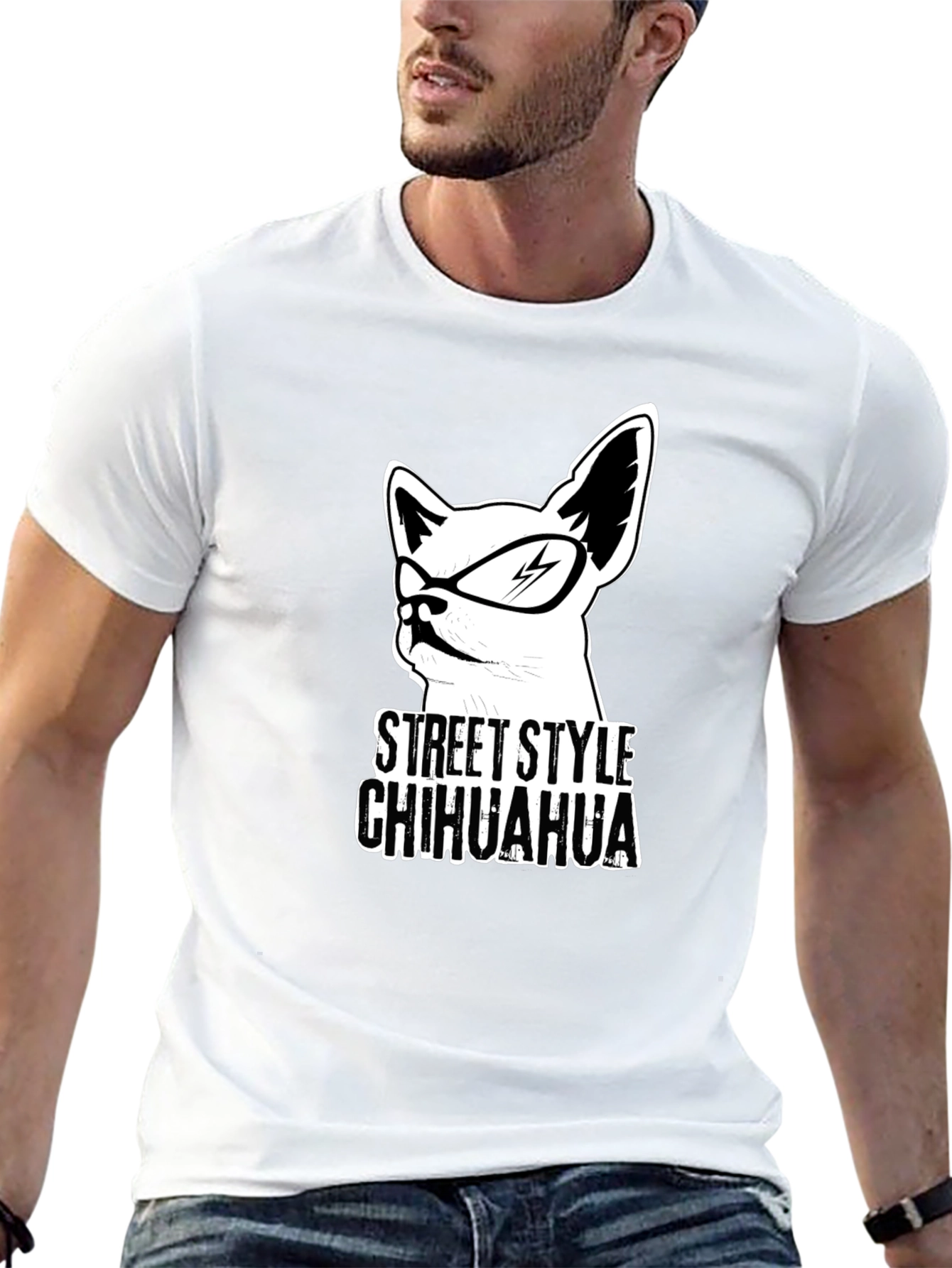 Street Style Chihuahua Black T-Shirt