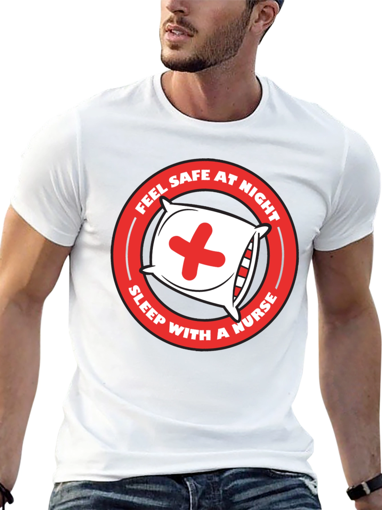 Feel Safe At Night Nurse Graphic Tee