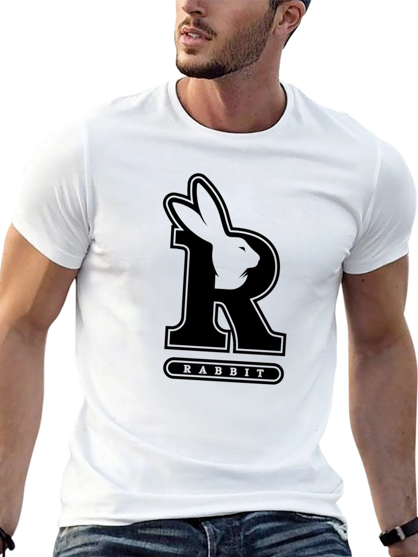 Rabbit Initial T-Shirt - Black