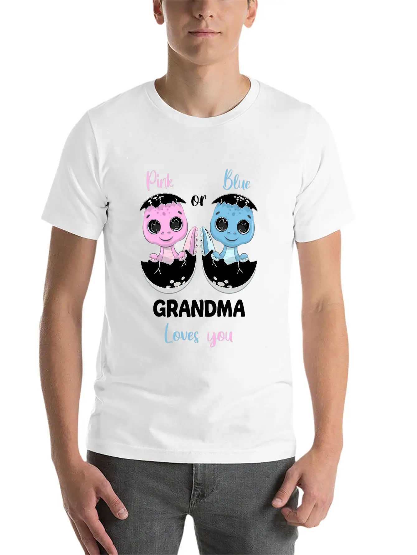 Pink Or Blue Grandma Loves You - Gender Reveal Unisex Casual T-Shirt – Clean Design For Daily Comfort
