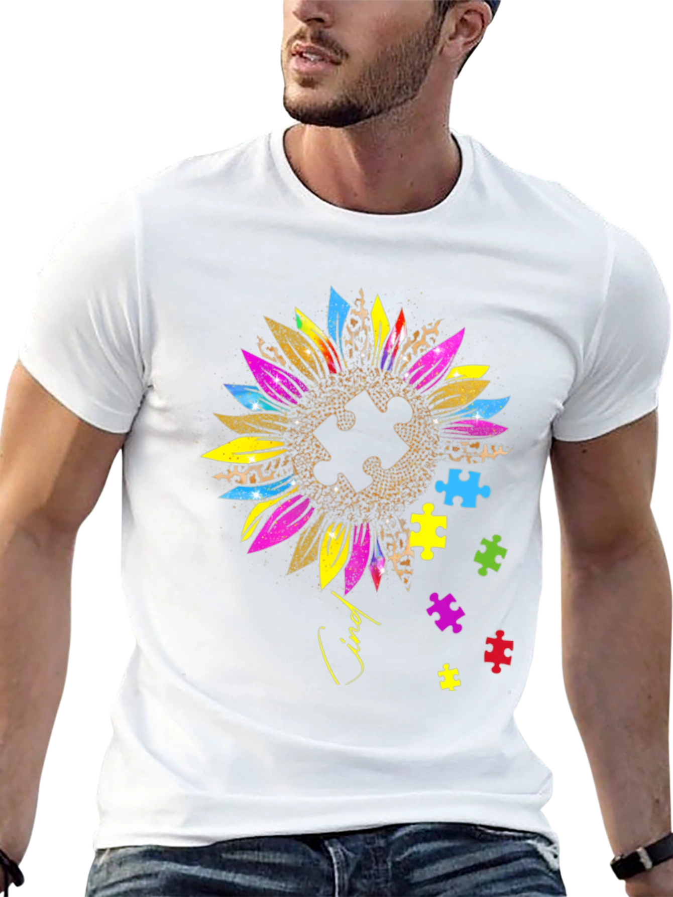 Autism Awareness Sunflower Puzzle Piece T-Shirt
