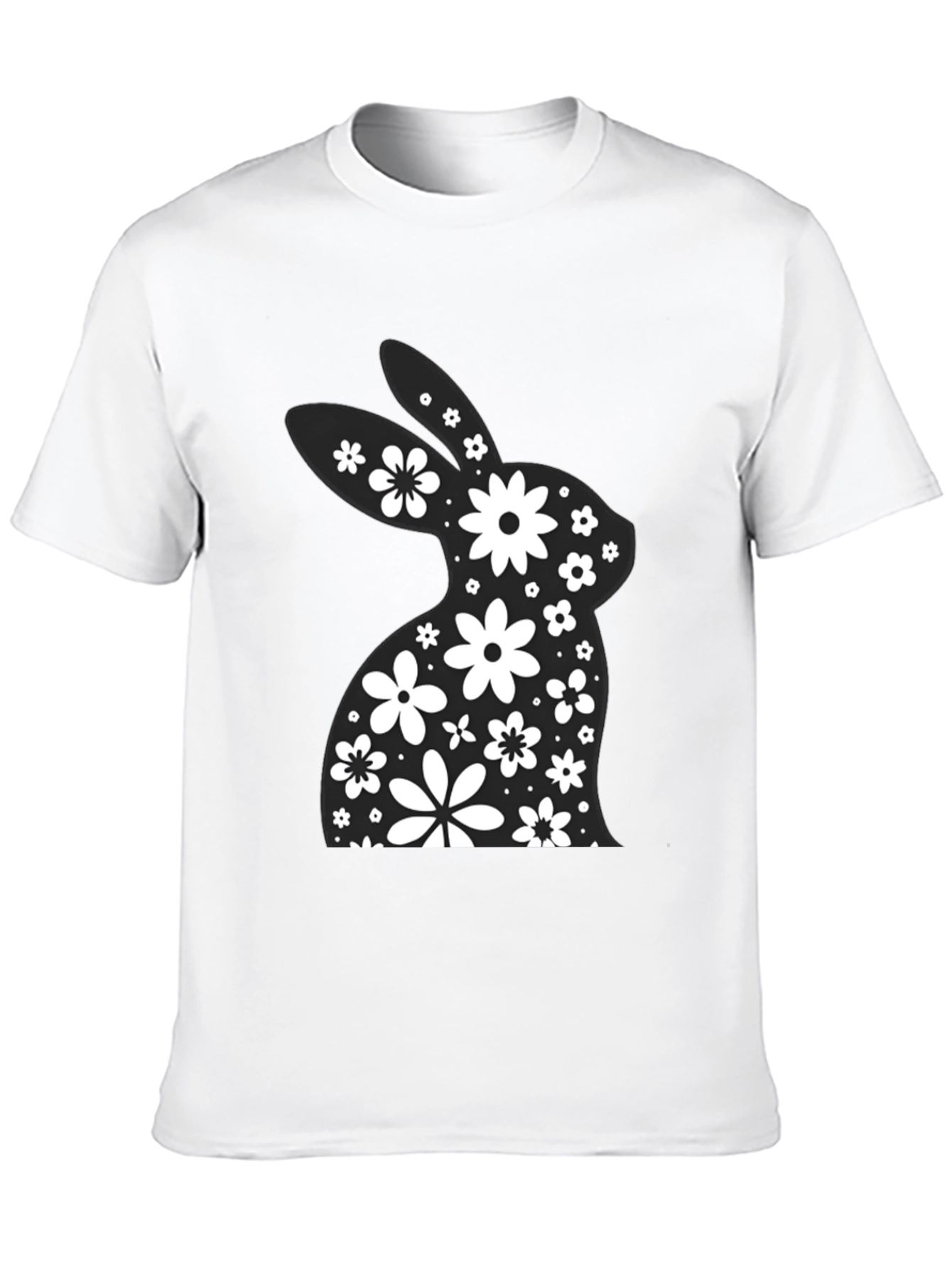 Floral Easter Bunny T-Shirt - Black