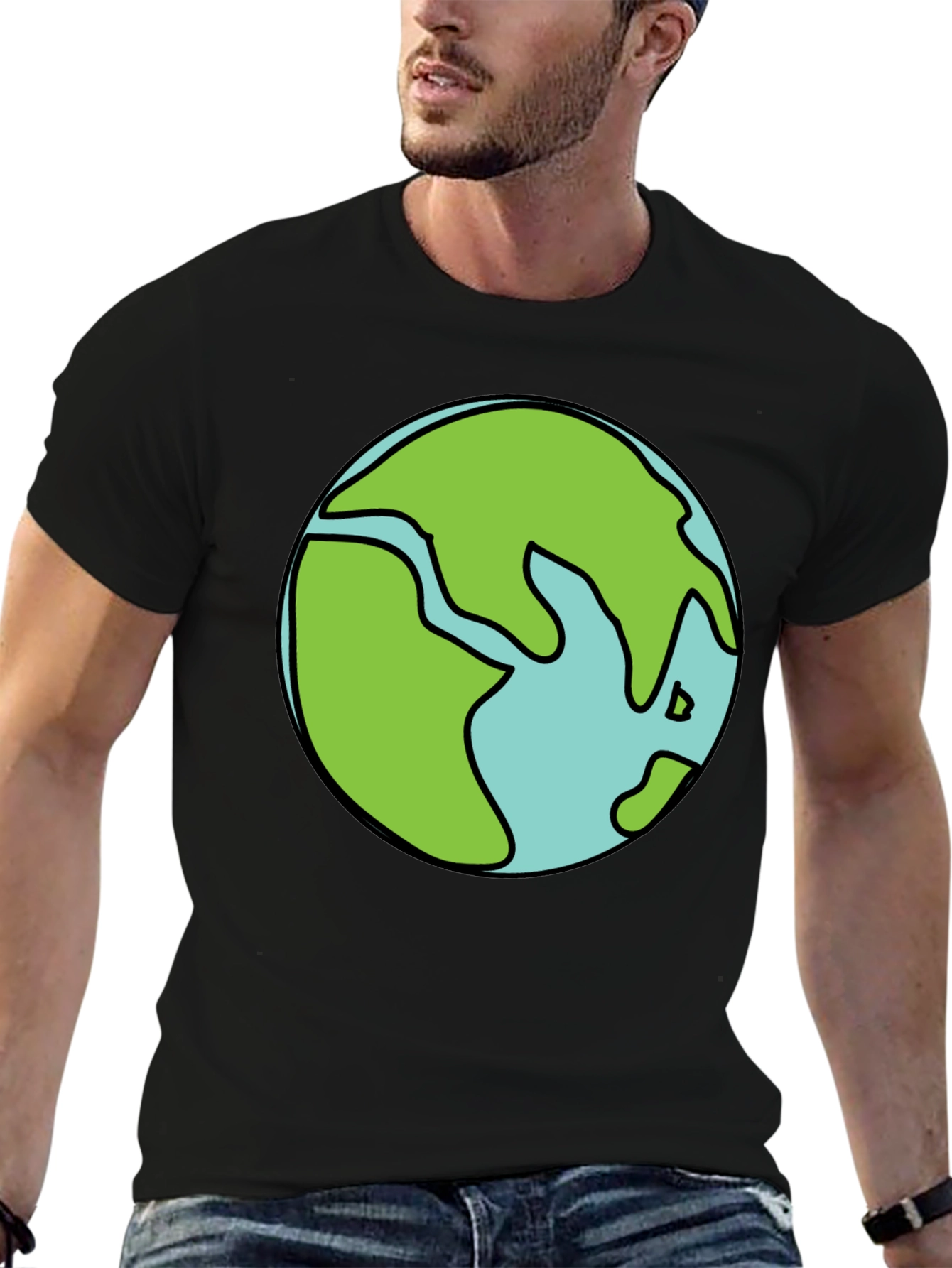 Earth Graphic Black T-Shirt - Soft Cotton