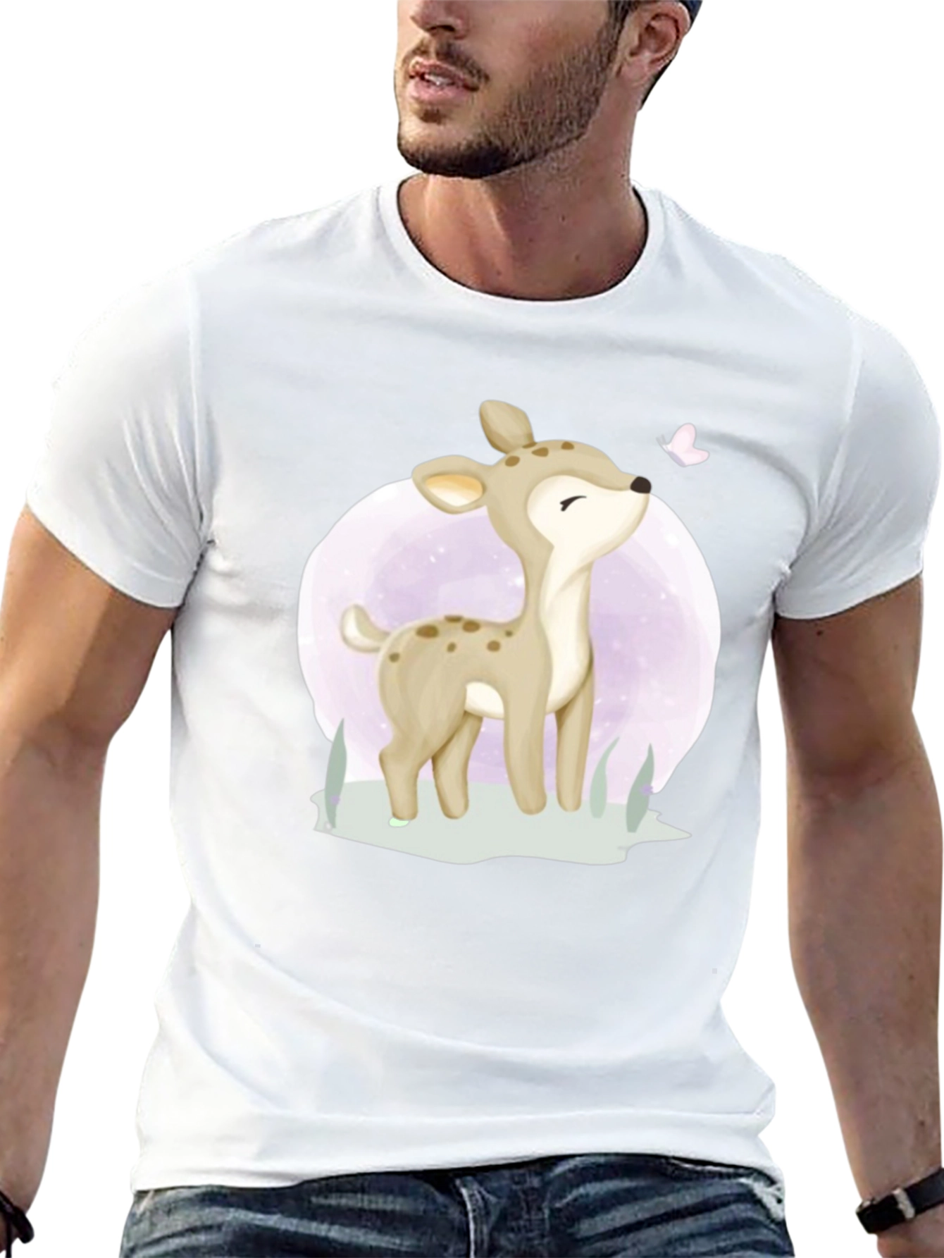 Cute Deer Graphic Tee - Black T-Shirt