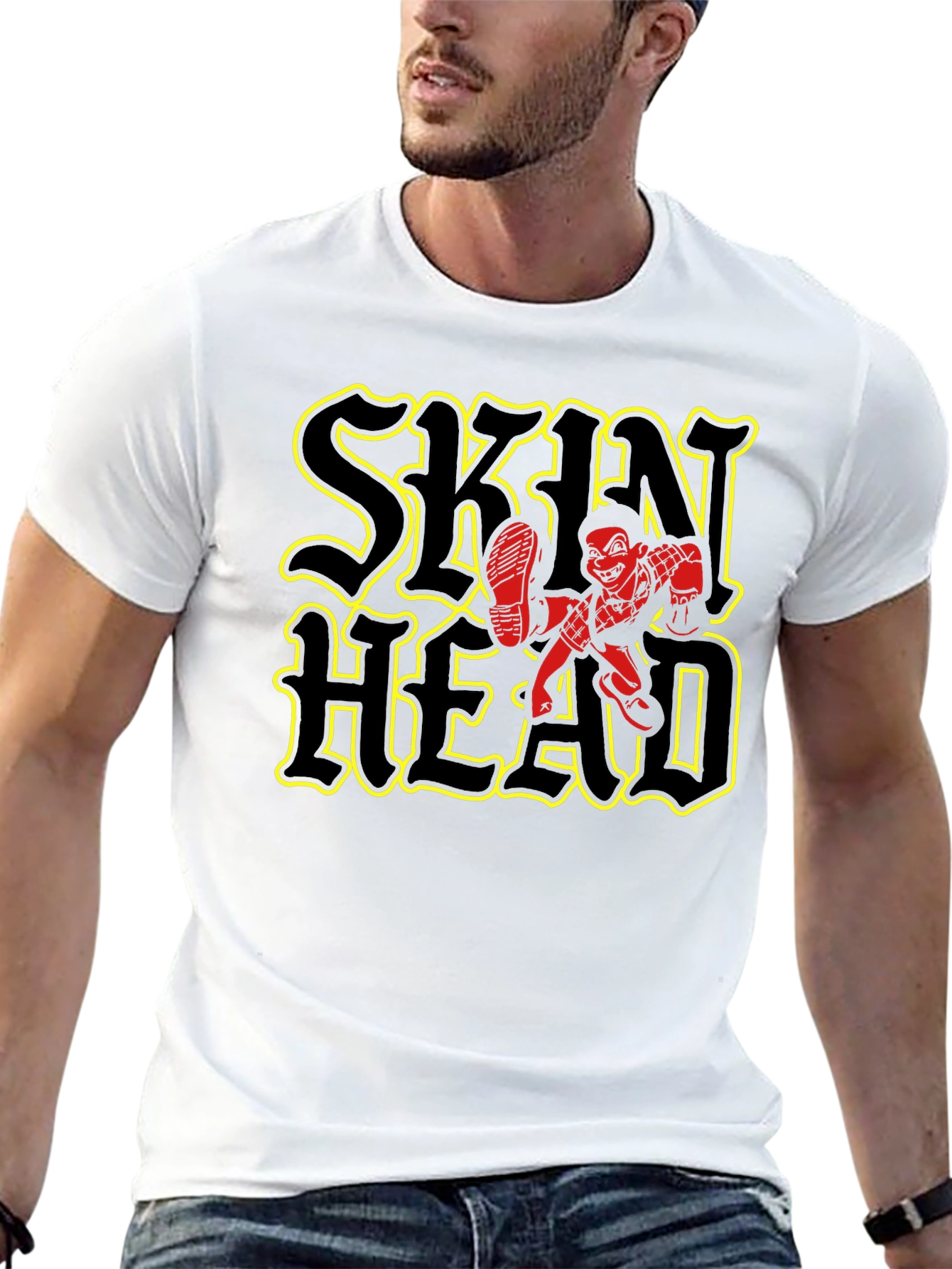 Skinhead Graphic Print Black T-Shirt