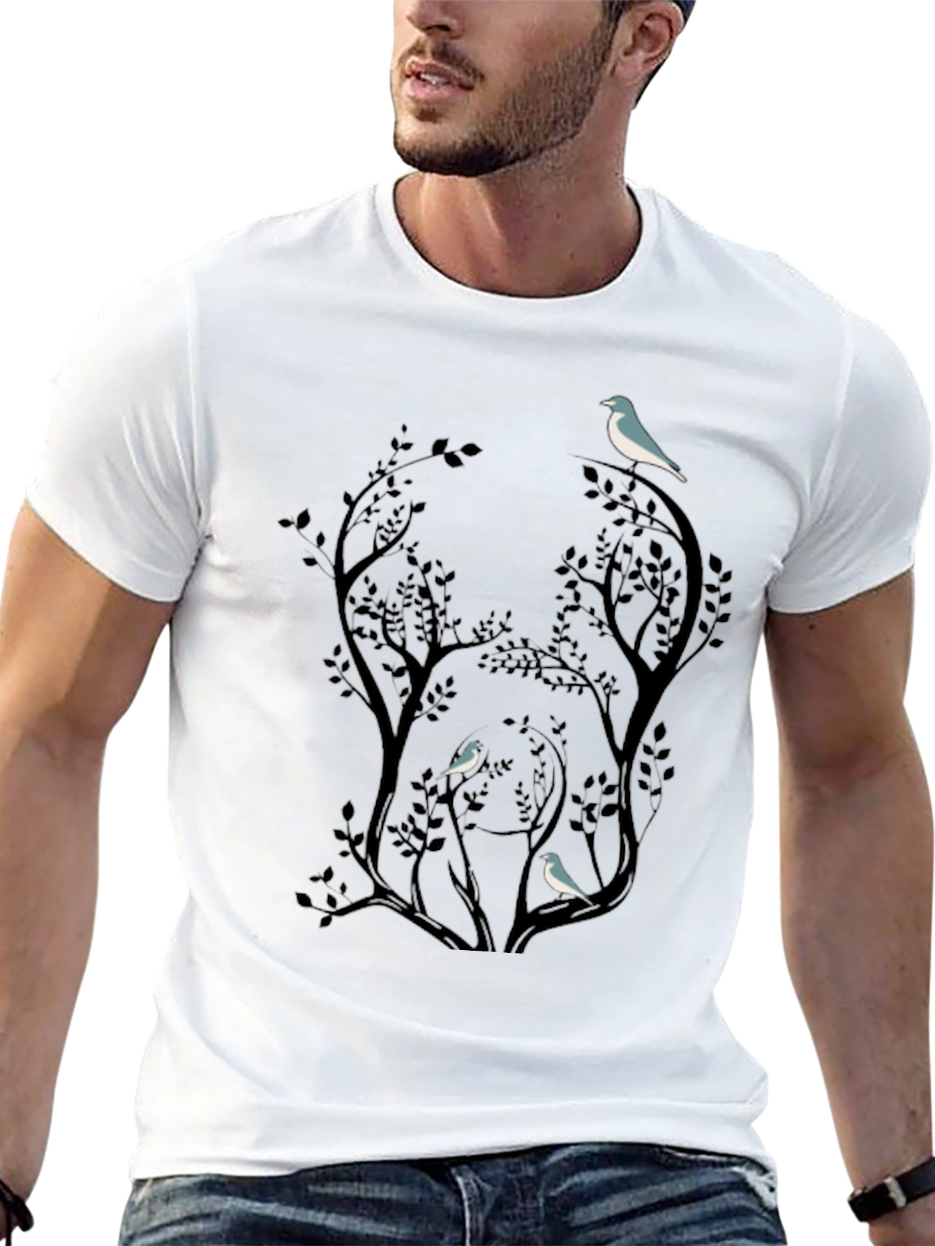 Bird Silhouette Graphic Black T-Shirt