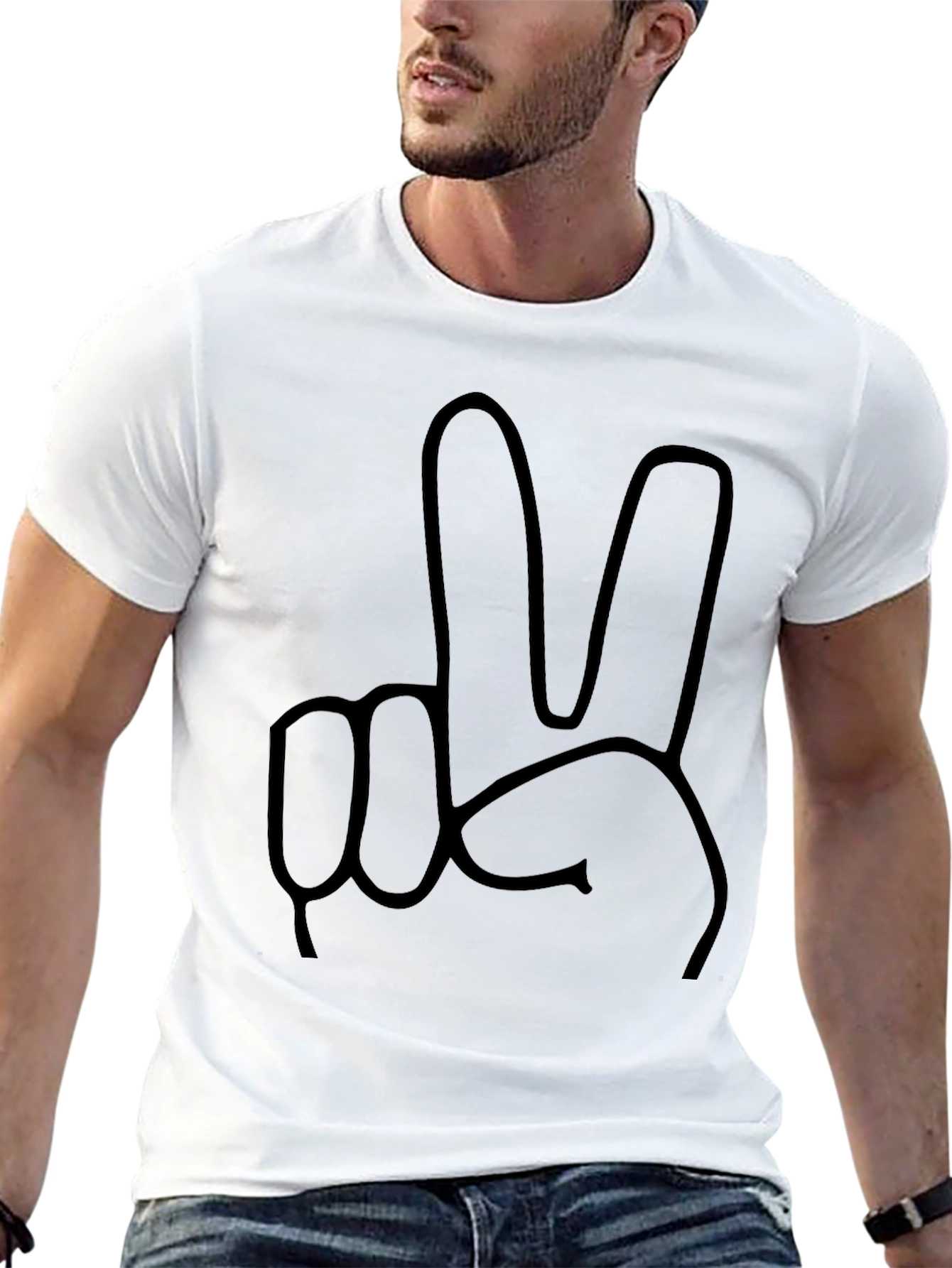 Peace Sign Graphic Tee - Black Casual T-Shirt