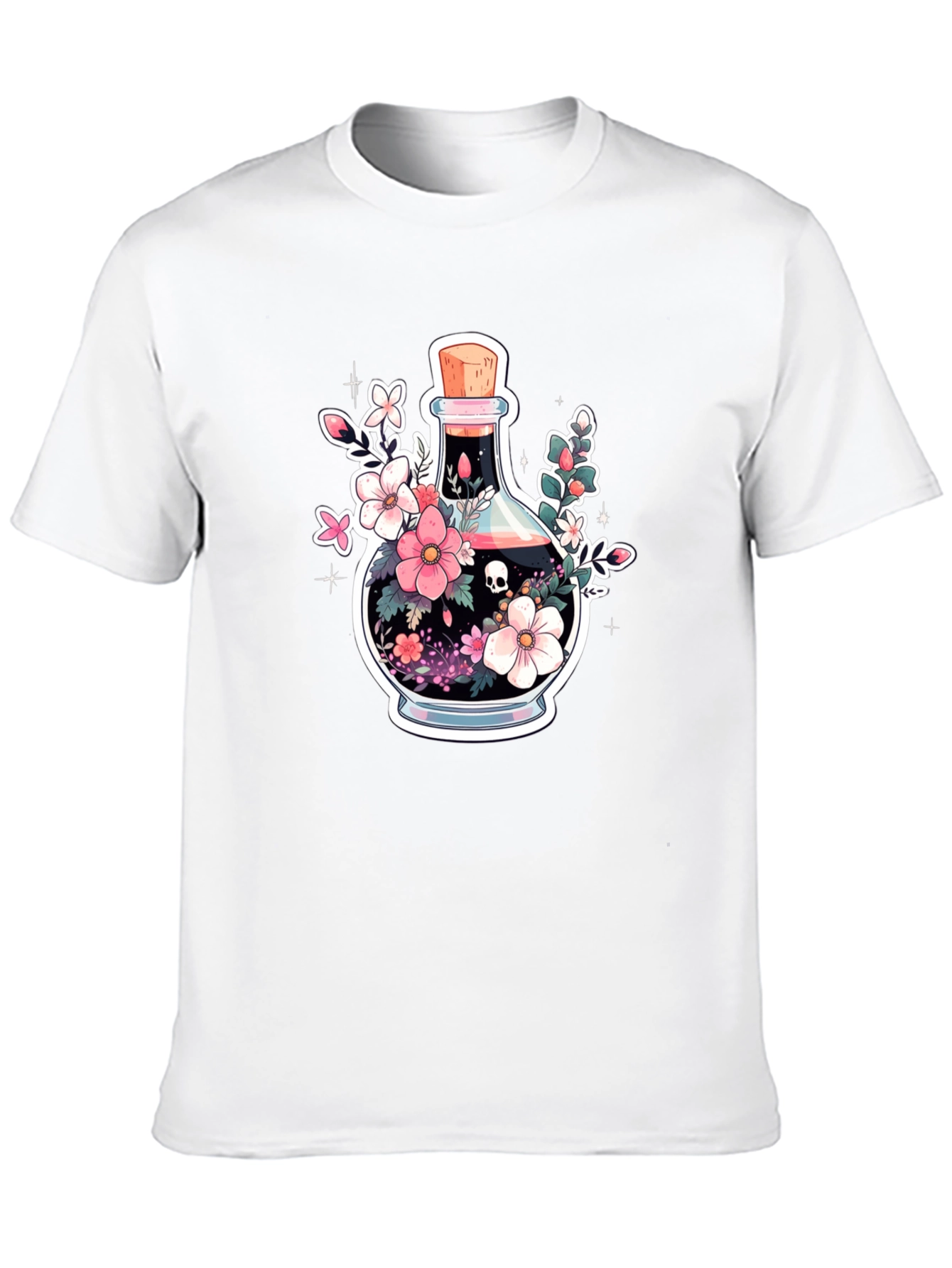 Skull Potion Floral Black T-Shirt
