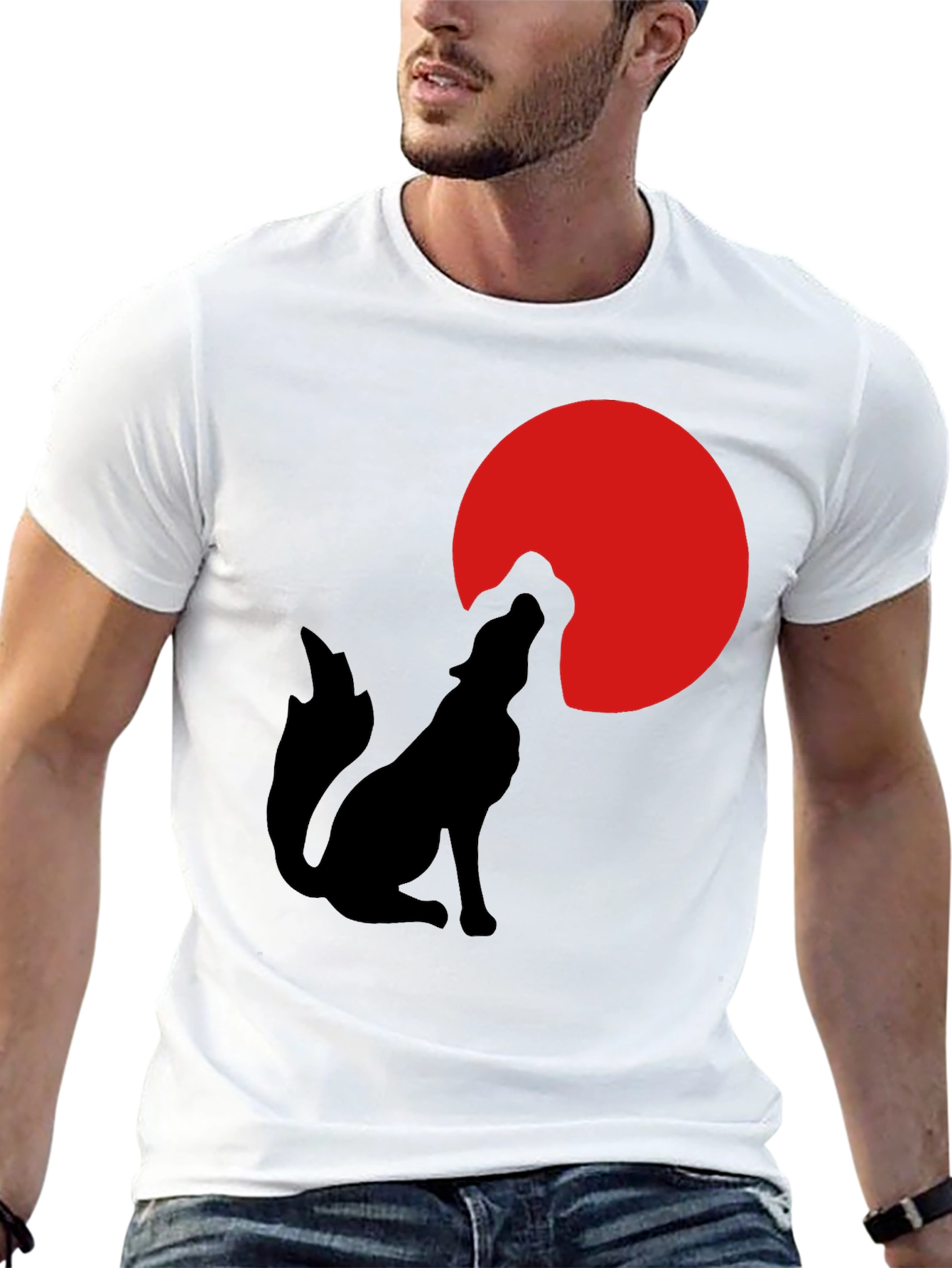 Wolf Silhouette Moon Graphic T-Shirt