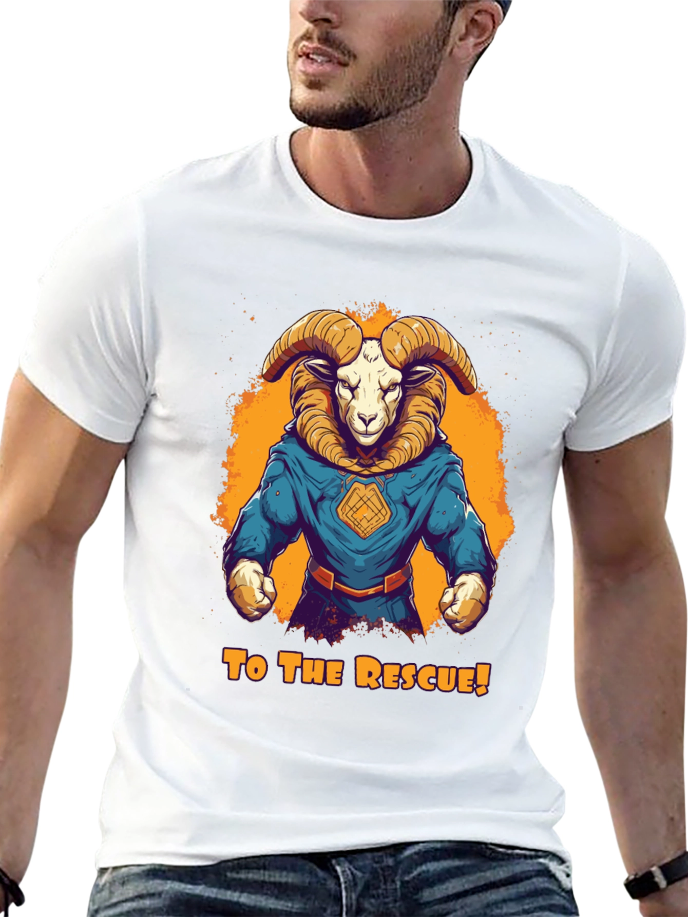 Ram Superhero T-Shirt - To The Rescue! Design