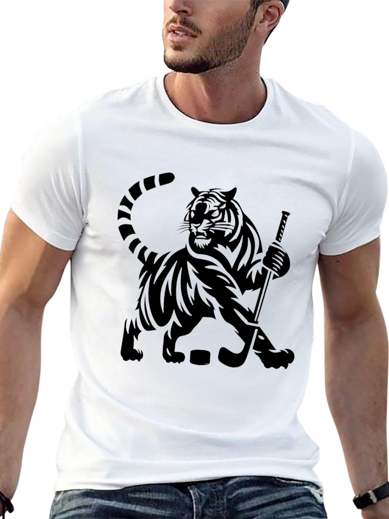 Tiger Hockey Graphic T-Shirt - Cool Animal Tee