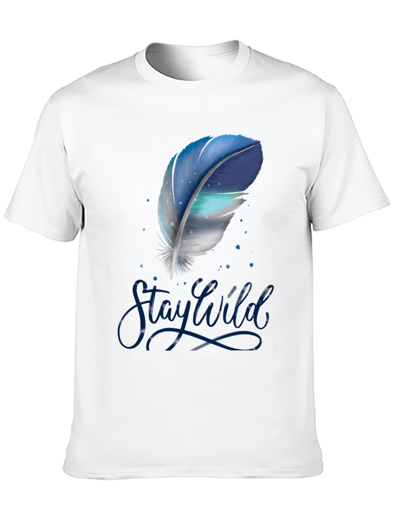 Stay Wild Feather Graphic Tee - Black Cotton T-Shirt