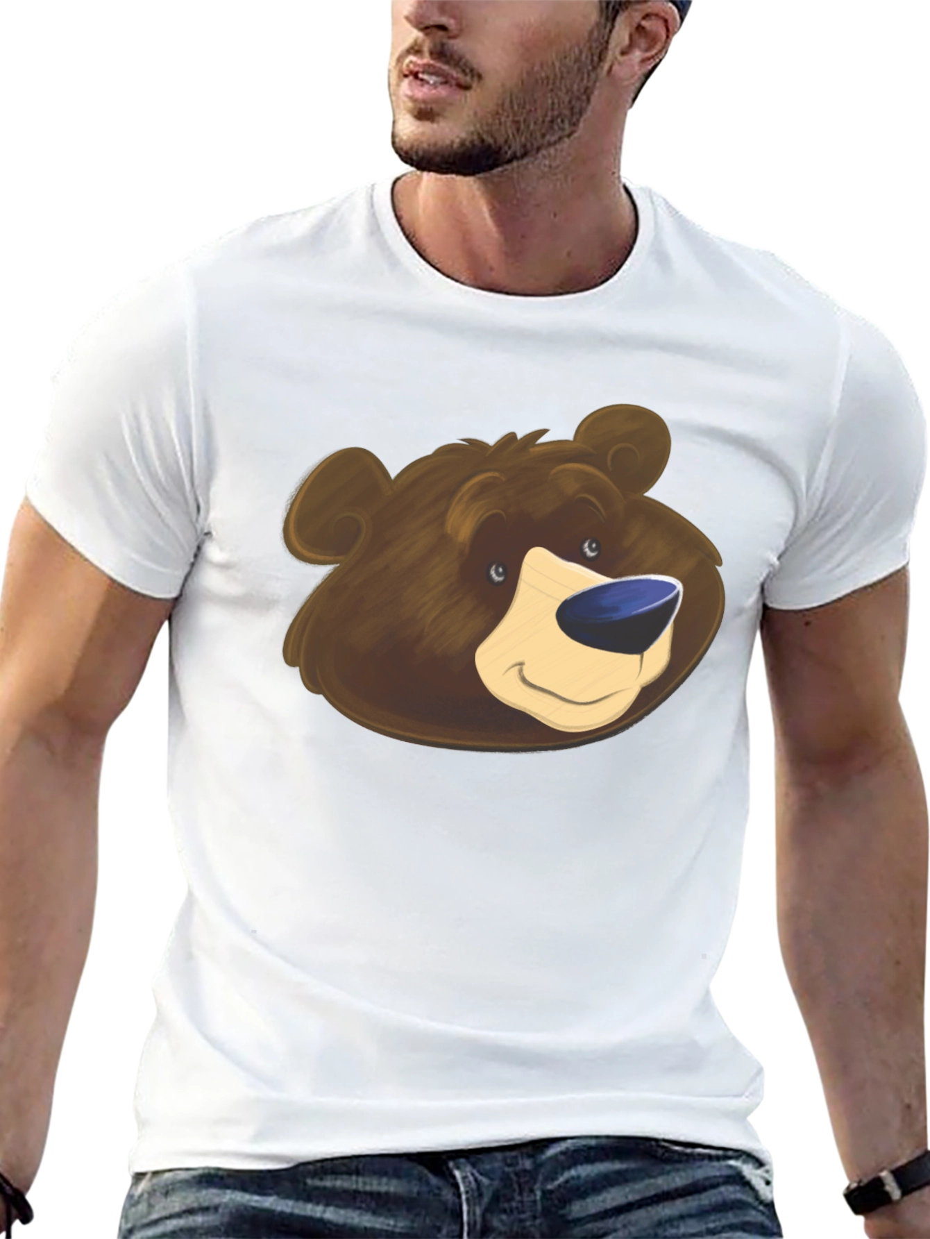 Bear Graphic Black T-Shirt - Cartoon Animal Tee