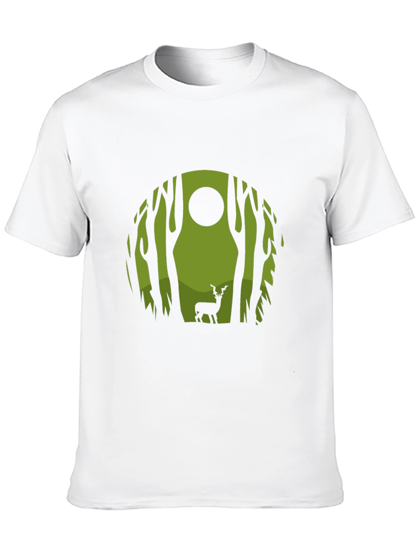 Nature Deer Graphic Tee - Black Crew Neck