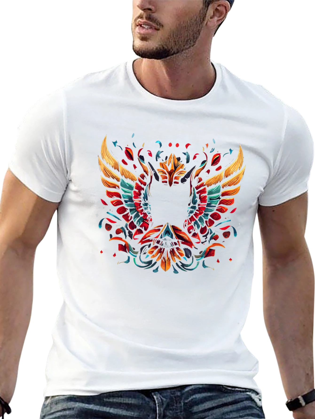 Phoenix Graphic Print Black T-Shirt