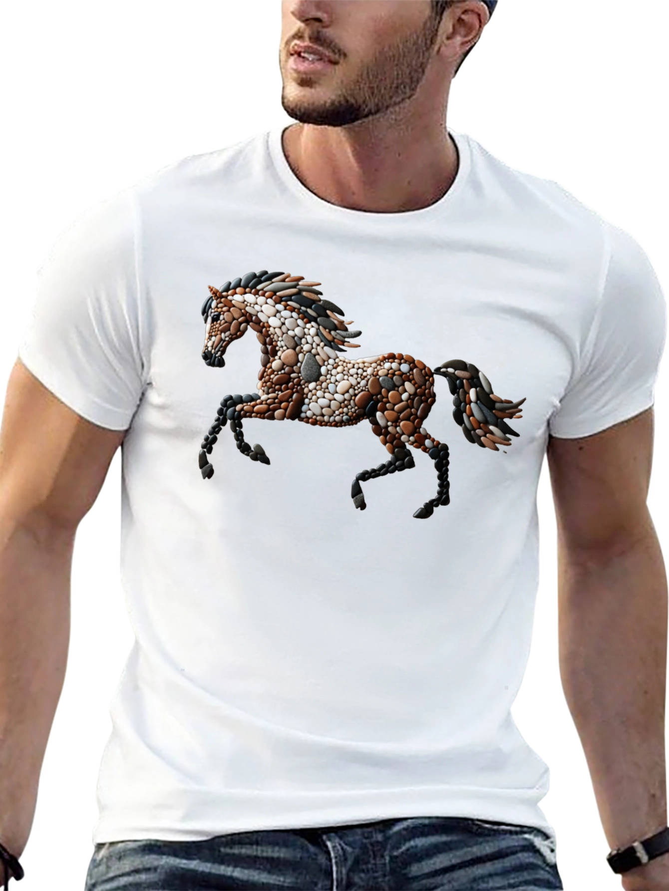 Pebble Horse Graphic Tee - Unique Artistic Design