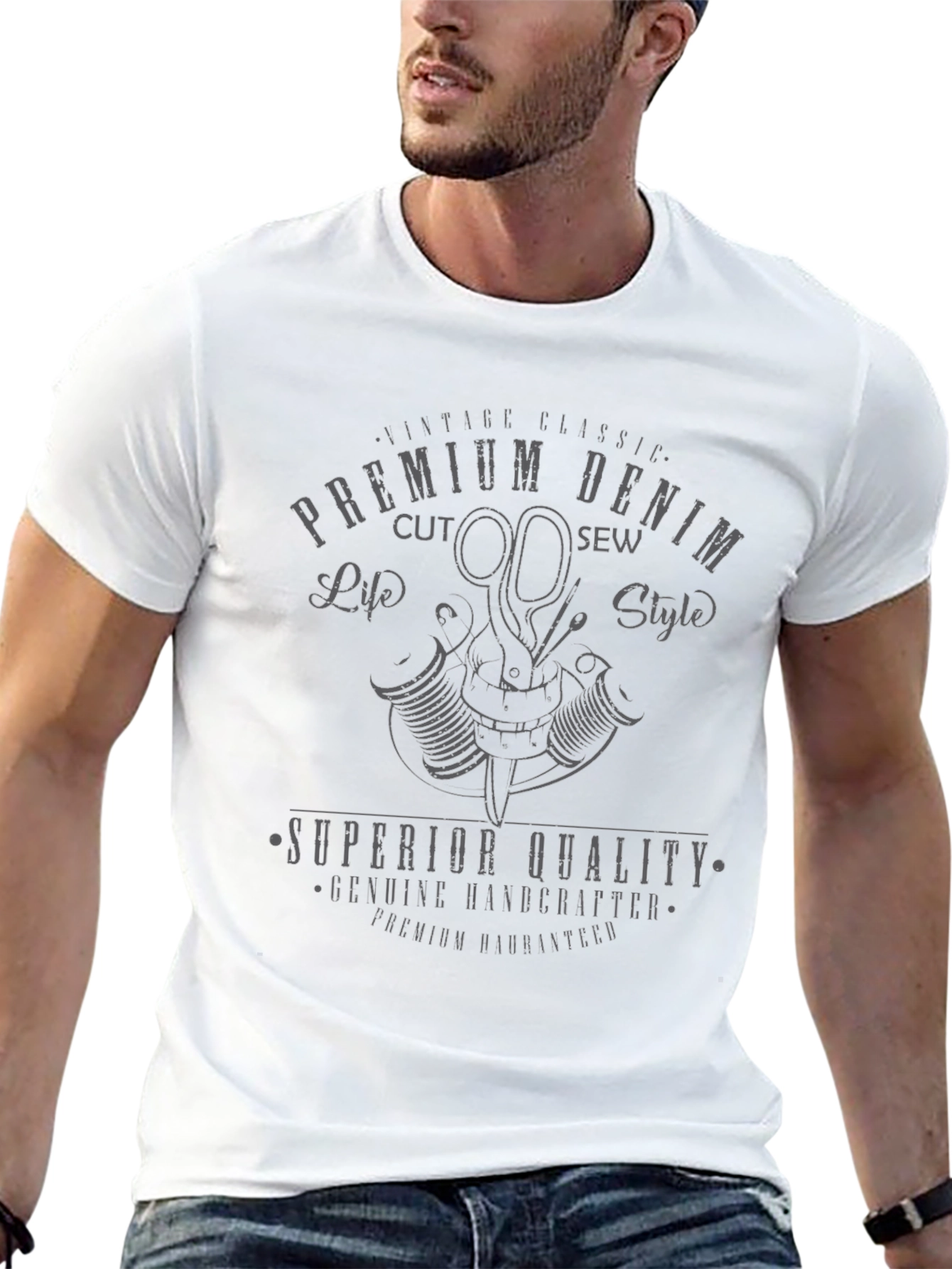 Premium Denim Cut & Sew T-Shirt