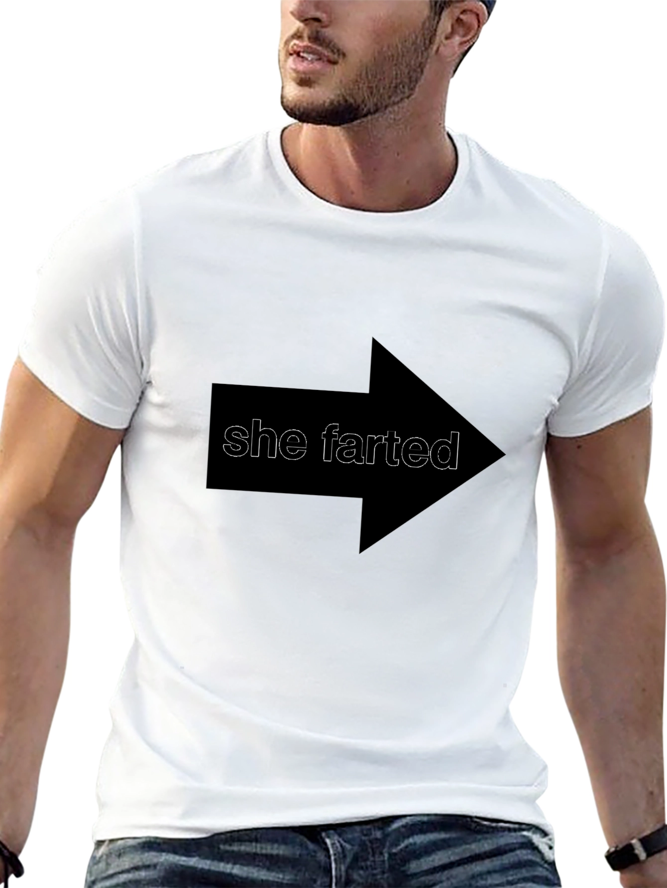 Humorous She Farted Graphic Tee - Black