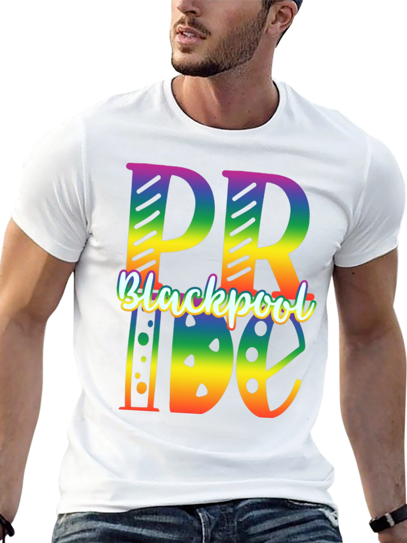 Blackpool Pride T-Shirt - Rainbow Graphic
