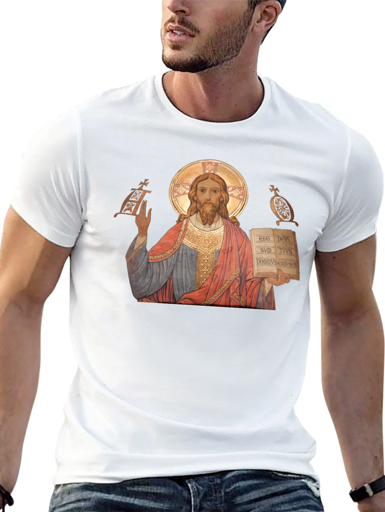 Jesus Christ Icon Graphic T-Shirt - Religious Apparel