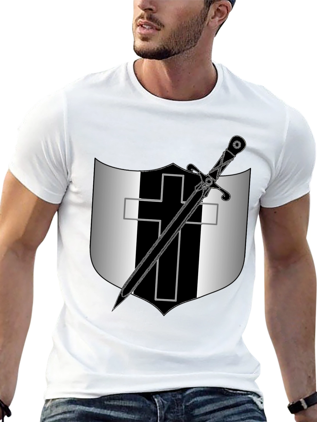 Knights Templar T-Shirt - Sword and Cross Design