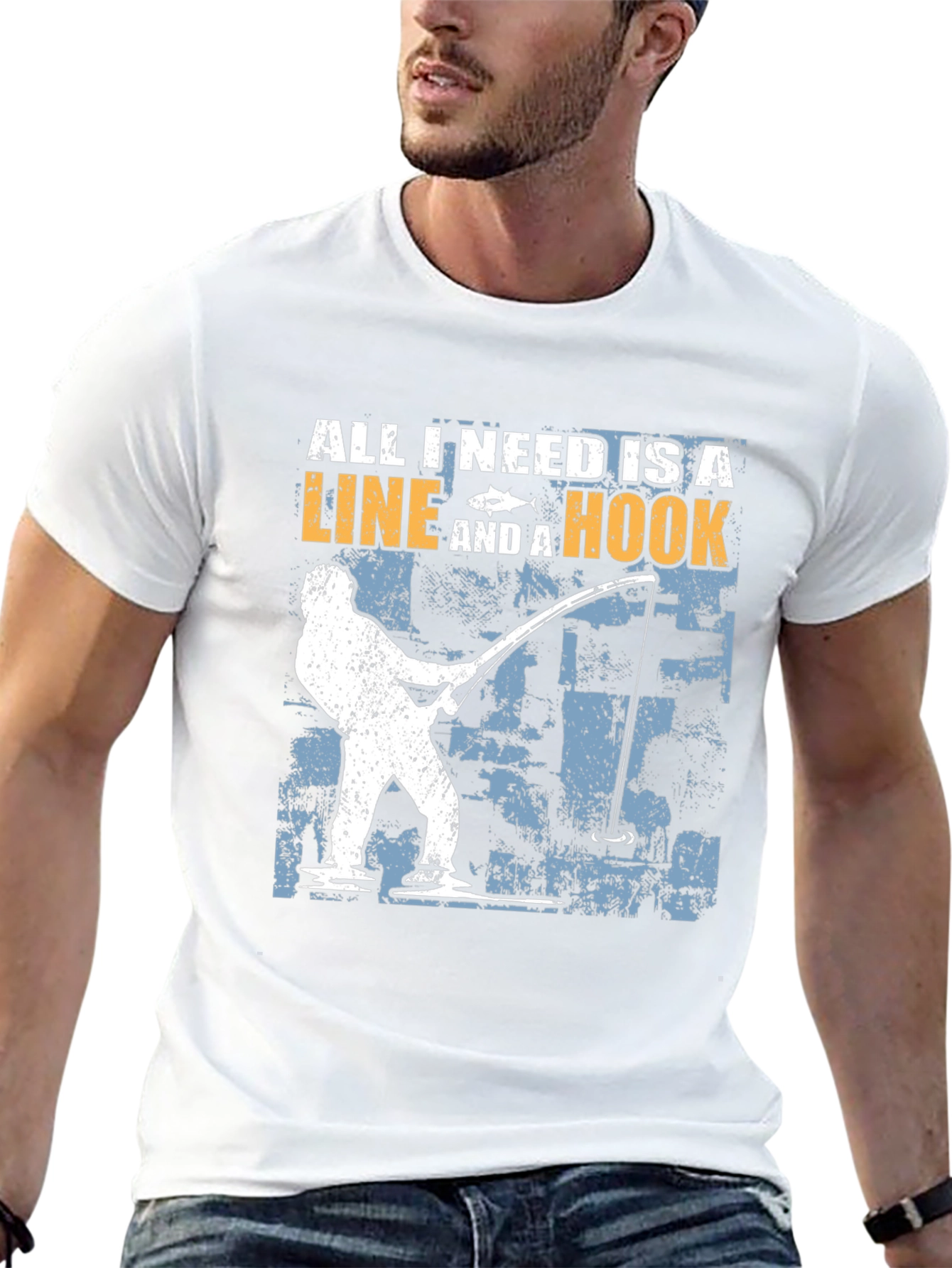 Fishing Line and Hook Graphic Tee