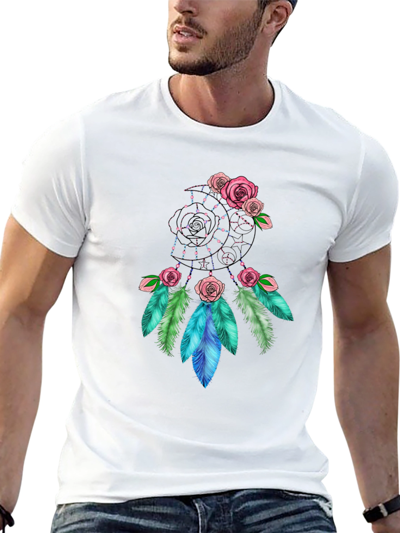 Dreamcatcher Rose Graphic Black T-Shirt