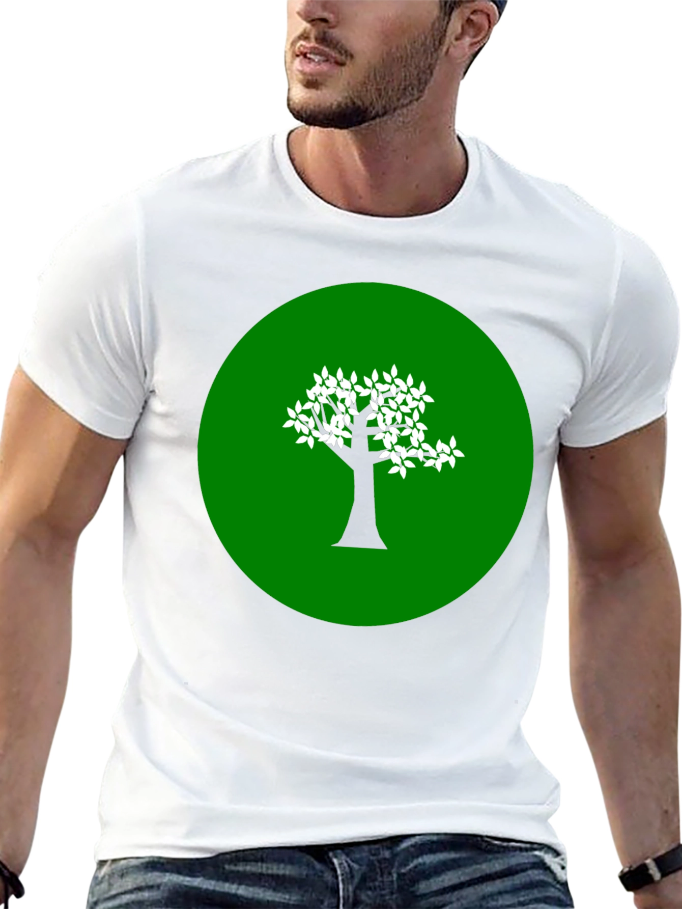 Green Tree Graphic Black T-Shirt